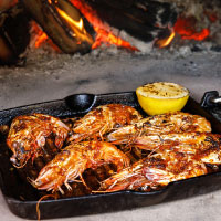 Fire-Roasted Prawns at The Cave Watamu